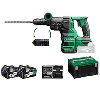 HIKOKI Akku Bohr- und Meißelhammer DH3628DCWRZ, SDS-plus (36V, 2x2,5 Ah, Schlagenergie 3,2 J, Zubehör: Zusatzhandgriff, Bohrtiefenanschlag, Bohrfutter, 2x Akkus, 1 Ladegerät, 1 HSC III Koffer)