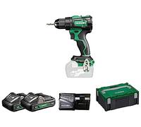 HiKOKI Akku Bohrschrauber DS18DE (18V, 4,0 Ah Li-ion Akku, Festdrehmoment 70Nm, Brushless Motor, Reactive Force Control, 22 Drehmoment-Einstellungen, LED, Zubehör, im Transportkoffer)