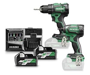HIKOKI Akku-Combo-Kit, KC18DEWAZ (1 Akku Bohrschrauber DS18DE, Max. Festdrehmoment (hart): 140 Nm, 1 Akku Schlagschrauber 1/4" WH18DE, Max. Festdrehmoment: 175 Nm, 18V, Brushless)