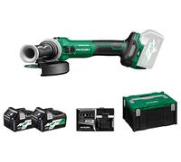 HIKOKI Akku Winkelschleifer, G3613DEWQZ, (36V (2,5 Ah) Li-ion) 0-10000 min-1/min Drehzahl, Scheiben-ø: 125mm, Brushless, mit AT Modus, Spindelarrietierung, im HSC III