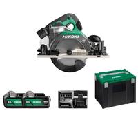 HiKOKI Sega circolare a batteria C1806DUMWPZ, 18 V, Ø 165 mm, profondità di | Include 2 batterie, caricabatterie e valigetta, brushless, 4500 giri/min, mitra a 45°, leggera e compatta, LED, freno