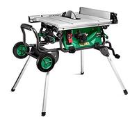 HiKOKI Sega da banco - 1500W, lama da 254mm, profondità di taglio 79mm, avvio dolce, estensione del tavolo, aspirazione della polvere, supporto con ruote - Taglio preciso e potente