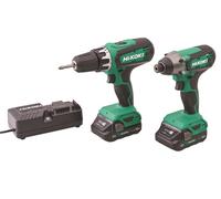 HiKOKI Trapano Combi & Urto Driver Pacco Doppio 18V 2 X 2.0Ah LI-ION