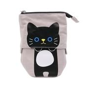 HIKOO DAILY Cartone animato di tela carino matita sacchetto retrattile tessuto matita caso pieghevole supporto in piedi Kawaii cancelleria, G, Taglia unica