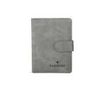 HIKOO DAILY Custodia per passaporto in pelle, impermeabile, da viaggio, per carte di credito, carino, per passaporto, per donne/uomini, con fibbia per passaporto, B Grigio, Taglia unica