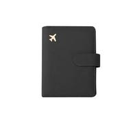 HIKOO DAILY Custodia per passaporto RFID in pelle PU da uomo donna porta passaporto da viaggio con porta carte di credito custodia protettiva a portafoglio, Nero , Taglia unica