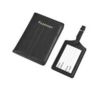HIKOO DAILY Lettere personalizzate Viaggio Passaporto Cover Etichetta Bagaglio Set Saffiano PU Leather Ticket Passaporto Titolare Moda Accessori Da Viaggio Set, Nero , Taglia unica