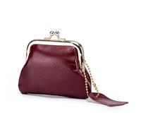 HIKOO DAILY Portamonete da donna, in vera pelle di mucca, alla moda, portafogli piccoli e eleganti, Rosso, 1pc