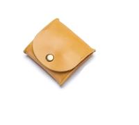 HIKOO DAILY Portamonete portatile in vera pelle, design vintage, per auricolari e auricolari, per donne e uomini, mini portafoglio, Giallo, 1 pezzo