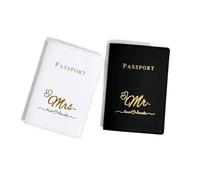 HIKOO DAILY Set di 2 custodie per passaporto in pelle PU con porta carte di credito e accessori da viaggio per coppie, Ch71 nero-bianco, Taglia unica