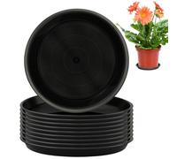 HIKPACKER 10 Pezzi Vassoio Rotondo per Piante in Plastica, 15 cm Sottovasi Rotondi Sotto Riutilizzabile Vaso per Piante da Giardino,per Piante da Interni ed Esterni(Nero)