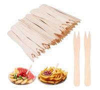 HIKPACKER 400 Pezzi Forchette per Patatine Fritte in Legno,8.5cm × 1cm