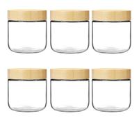 Hikrxya 6 Pezzi 300 ml Barattoli di Vetro con Coperchio in Bambù, Cucina Contenitore Vetro Overnight Oats Jars Meal Prep Contenitori per Marmellata Frutta Yogurt Fagioli Insalate