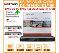 Hikvision 4K NVR 8-CH DS-7608NXI-K2/8P 16-CH DS-7616NXI-K2/16P 8/16 Porte POE AcuSense Videoregistratore di rete con riconoscimento facciale