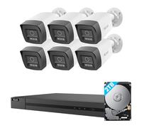 Hikvision CCTV HD, 4K, 5 MP. Kit di sorveglianza domestica notturna DVR, visione notturna (colore: bianco)