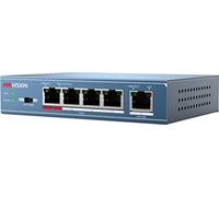 Hikvision, DS-3E0105P-E, switch PoE a 5 porte, 10/100 Mbit/s, standard IEEE 802.3at e IEEE 802.3af