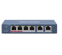 SWITCH HIKVISION L2, Unmanaged, 4 10/100M RJ45 PoE ports, 2 10/100M RJ45 uplink ports, 802.3af/at/bt, port 1 support Hi-PoE 60w
