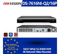 Hikvision DS-7616NI-Q2/16P 4K 1U 16CH 16POE NVR MD2.0 Sicurezza CCTV 2 interfacce SATA 8T/SATA MAX H.265+ Videoregistratore di rete