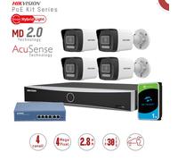 Hikvision DS-KIT1043G2-LIU. Kit IP Nvr 4 canali,4 bullet da 4mpx con Audio switch PoE 5 porte, HD1TB
