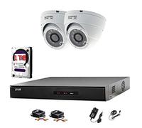 Hikvision DVR con 4 CH & 2 x Sony 1080p Full HD Dome telecamere (bianco) con 2.4 MP CMOS SONY IMX323 Full HD TVI & 3.6 mm Lens 20 m IR 20 m cavi BNC + 1TB hard drive (preinstallato)