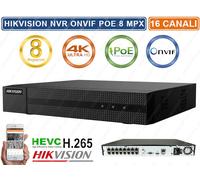 HIKVISION HWN-4216MH-16P NVR 4K ULTRA HD 8 MP 16 CH CANALI ONVIF POE H265+ P2P