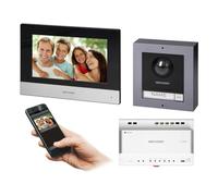 Hikvision Kit Video Citofono per Esterno Monofamiliare a 2 fili con Monitor da 7” con WiFi Pannello Esterno con Telecamera FullHD e Distributore a 4 Canali Visione Notturna IP65