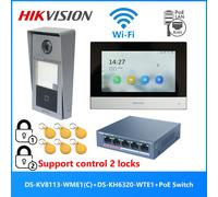 HIKVISION KIT videocitofono POE multilingue 802.3af, include DS-KV8113-WME1(C) e DS-KH6320-WTE1 e switch PoE