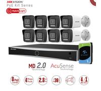 Hikvision KIT1043G2/8-LIU-POE. Kit IP Nvr 8 canali PoE,8 bullet da 4mpx con Audio, HD1TB