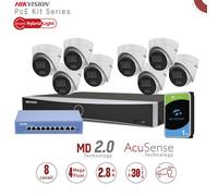 Hikvision KIT1343G2/8-LIU. Kit IP Nvr 8 canali,8 Dome da 4mpx con Audio switch PoE 10 porte, HD1TB