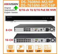 Hikvision PoE 8K NVR 8CH DS-7608NI-M2/8P 16CH DS-7616NI-M2/16P 8/16 Porta POE HDMI/VGA Uscita indipendente Videoregistratore di rete