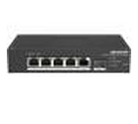 HIKVISION SWITCH 4 PORT FAST ETHERNET SMART HARSH POE SWITCH 4 10/100M POE PORTS, 1 GIGABIT RJ45, 1