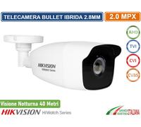 HIKVISION TELECAMERA BULLET 4IN1 TVI AHD CVI CVBS 1080P 2MPX 2.8MM IP66 40 METRI