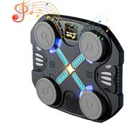 Hilai Macchina da Boxe per Bambini a 5 velocità ＆ 2 modalità Macchina da Boxe Musicale con luci a LED, Allenatore di Pugni con punteggio con Guanti per Esercizi casa 12, 6x10, 8x1, 6 Pollici Nero