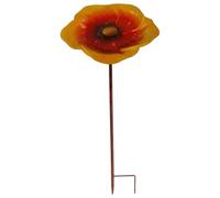 Hilai Mangiatoia per Uccelli con Paletto a Forma di Fiore Vaschetta per Uccelli 9, 5x25 Pollici Mangiatoia a Terra Squisita Vasca Decorativa per Giardino Esterno, Marrone Oro, Attrezzi da Giardino