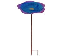 Hilai Mangiatoia per Uccelli con Paletto a Forma di Fiore Vaschetta per Uccelli 9, 5x25 Pollici Mangiatoia a Terra Vaschetta Decorativa Squisita per Giardino Esterno, Viola Blu