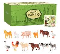 Hilai Set di 12 animali da fattoria, giocattoli realistici per animali da fattoria include gallo, capra, e altri giocattoli educativi per l'apprendimento, regalo di compleanno, decorazione per torta