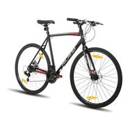 HILAND Clifford 700C Bicicletta Ibrida da Strada per Adulti con Trasmissione Shimano a 21 Velocità, Bicicletta da Pendolare Urbano da 28 Pollici con Telaio in Alluminio e Doppi Freni a Disco per Uomin