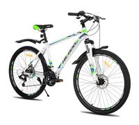 Hiland Mountain bike Hiland 27,5", 21 velocità, ruote multi-razza, telaio in alluminio, freni a disco, mountain bike per uomo, donna e bambino, colore bianco