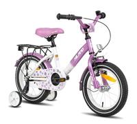 HILAND Starry Bicicletta Bambina 14" 3-5 Anni, Bicicletta per Bambini con Ruote Stabilizzatrici e Portapacchi, Viola