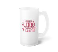 Hilarious Doggos Grooming Professionals - Boccale da birra in vetro smerigliato con illustrazione di giochi di parole, 473 ml, satinato