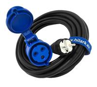 Hilark - Prolunga elettrica H07RN-F 3g2,5 mm (3 x 2,5 mm), spina industriale CEE a 3 pin, adattatore per campeggio, auto, barca, cantiere (5 metri, blu, nero)