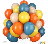 HILAVO Palloncini retrò blu, gialli e arancioni, 60 pezzi, 30,5 cm, blu ardesia, arancione bruciato, giallo senape, palloncini per feste di compleanno per bambini, decorazioni per feste Boho