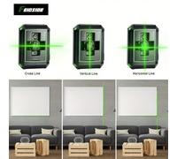 HILDA Verde Livella laser a 2 linee con autolivellamento - Linee incrociate orizzontali e verticali, modalità manuale e automatica, alimentata a batteria (senza spina necessaria), ideale per appendere