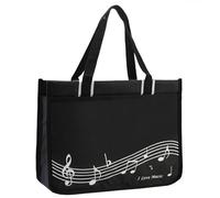 HilerPunk Borsa a tracolla musicale, Borsa a mano tote con tasti di pianoforte musicali, Borse per la spesa riutilizzabili da donna in tessuto di nylon impermeabile, Borsa da viaggio con cerniera con