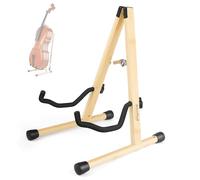 HilerPunk Supporto per violoncello con porta-arco, supporto a base A in legno con imbottitura in schiuma - Supporto realizzato a mano per 1/2, 3/4, 7/8, 4/4 (taglia intera) violoncelli e chitarre
