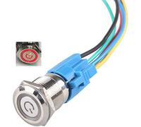 HiLetgo 16MM Latching Pushbutton Switch 5/8" 12V-24V 5A Power Angel Eye LED Light Metal Toggle Switch with Wire Socket Plug Red Light Button