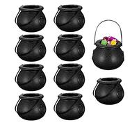 Hileyu 10 Pezzi Mini Strega calderone Secchiello per Caramelle con Manico calderone Halloween Porta Caramelle pentola Teste del Cranio a Forma di Tazze bollitori Dolcetto o Scherzetto per Feste Witch