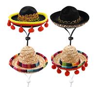 Hileyu Mini Cappelli messicani Sombrero 4Pcs Colorful Sombrero Hats Mini Fun Fiesta Straw Hat Cute Straw Sombreros for Fiesta Carnival Summer Mexican Theme Decorations Party Favors