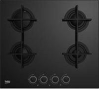 Beko HILG64225SB Piano Cottura a Gas 4 Fuochi Griglie in ghisa Vetro Nero 60 cm