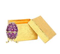 Hilitand Jewelry Organizer Diamante Trinket Box Vintage Faberge Style Uovo da Collezione smaltato Uovo di Pasqua Decorazione Artigianato Regalo(Purple)
